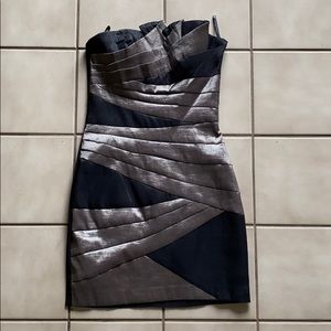 Jessica McClintock black and silver/gold dress
